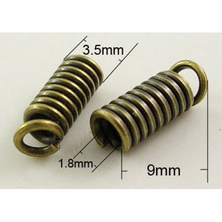 20 embouts ressort laiton couleur bronze pour cordon cuir +/-2mm