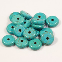 10 perles bouliers de turquoise HEISHI veiné 10mm