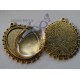 4 pièces : 2supports cabochons doré ciselés 30x40mm+2cabochons verre