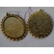 4 pièces : 2supports cabochons doré ciselés 30x40mm+2cabochons verre