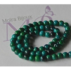 10 perles  rondes de chrysocole bleu vert du Chili 4mm