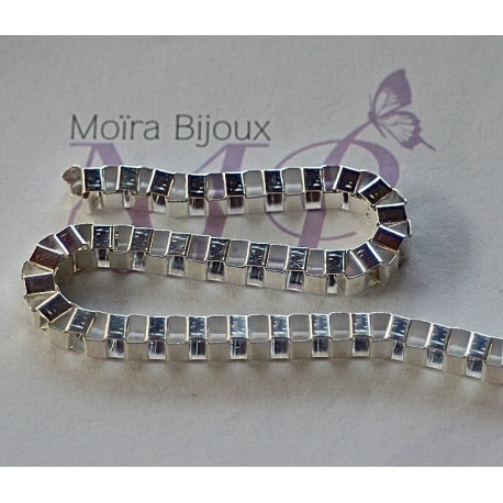 1 mètre chaine "Venise " a maille carré métal argenté silver 4,2x4,2mm