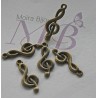 10 breloques clefs de sol métal bronze  26x10mm