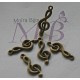 10 breloques clefs de sol métal bronze  26x10mm
