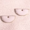 4 sequins demi lune émaillé laiton blanc 15x8mm
