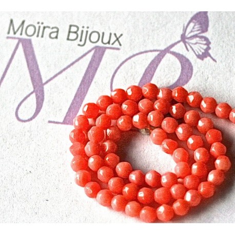 30 perles de corail naturel rondes  non teint facetté diamètre 3mm