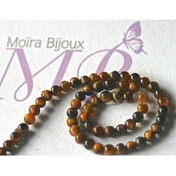 10 perles rondes d' oeil de  tigre  diamètre 3mm