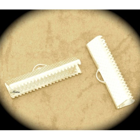 10 embouts griffes attache  ruban couleur argent  25x8x5mm