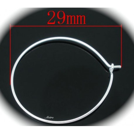 x 10 créoles laiton couleur argent clair 29x25mm