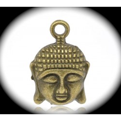 10 breloques tête de bouddha couleur bronze relief 22x20mm
