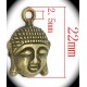 10 breloques tête de bouddha couleur bronze relief 22x20mm
