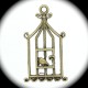10 breloques cage  oiseaux couleur bronze  32x18mm