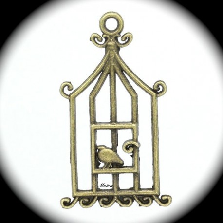 10 breloques cage  oiseaux couleur bronze  32x18mm