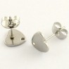 4 supports boucle d'oreille clou acier coeur  8x8mm