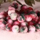10MM : x10 perles  jade ronde blanc teinté vert/rouge cerise