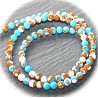10 perles rondes de Jaspe diametre 4mm chocolat -bleu turquoise