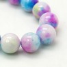 10MM : 8 perles  jade ronde blanc teinté bleu/rose/jaune
