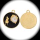 1breloque médaillon  émaillé bordure doré Alice et l'horloge" fond noir  23mm