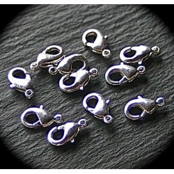 10 fermoirs alliage zinc   mousquetons argenté couleur silver clair  12mm