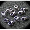 10 fermoirs alliage zinc   mousquetons argenté couleur silver clair  12mm