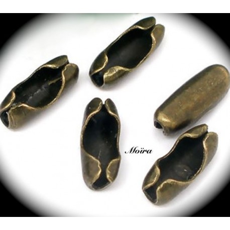 20 attaches chaine billes bronze  pour chaine 1.5 a 2mm