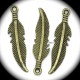 10 breloques feuilles effilés zinc couleur bronze 27x6mm