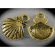 10 breloques palourdes  dorés avec effet relief 25,5x13mm