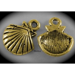 10 breloques palourdes  dorés avec effet relief 25,5x13mm