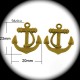 10 breloques dorées ancre de bateau ciselées 23x20mm