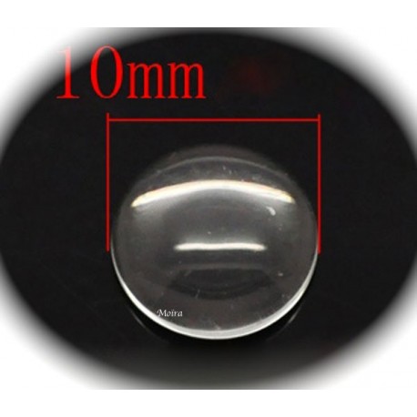 10 cabochons de verres transparent pour support cabochon 10mm
