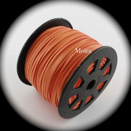 1 mètre  de cordon suédine plat aspect cuir saumon   diamètre 3x1,5m