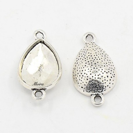 4 supports cabochons goutte connecteurs métal argenté 29x16mm