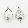 4 supports cabochons goutte connecteurs métal argenté 29x16mm