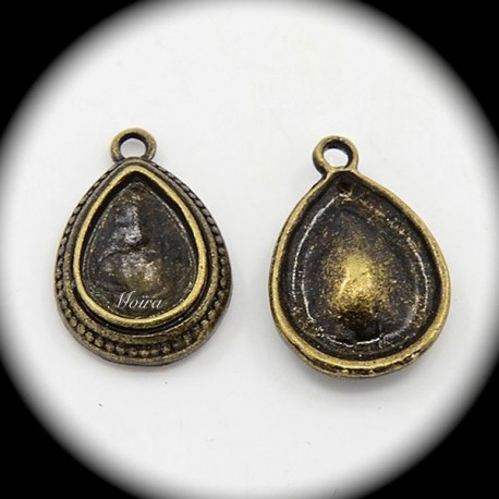 x4 supports pendentif goutte laiton couleur bronze 23X16MM