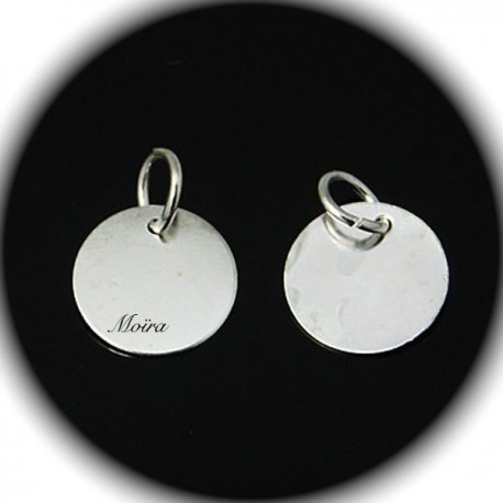 10 breloques sequins rond laiton argent  12mm