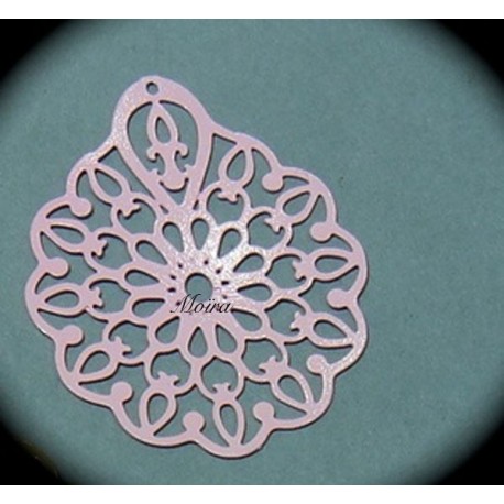 2 estampes ciselées laiton couleur rose 35x30mm