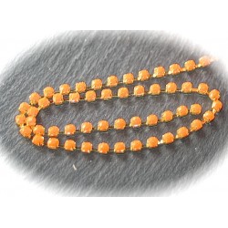 1 m de chaine laiton dorée strass résine orange  3mm