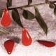 4 sequins goutte émaillés rouge  laiton 10x6mm