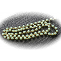 1 m de chaine laiton dorée strass résine vert d'eau 3mm