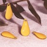 4 sequins goutte émaillés  jaune  laiton 10x6mm