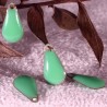 4 sequins goutte émaillés  vert d'eau laiton 10x6mm