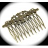 6 peignes à cheveux  ciselées fin filigranes métal de couleur bronze 65mm