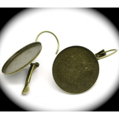4 supports boucles d'oreilles dormeuses 20mm bronze