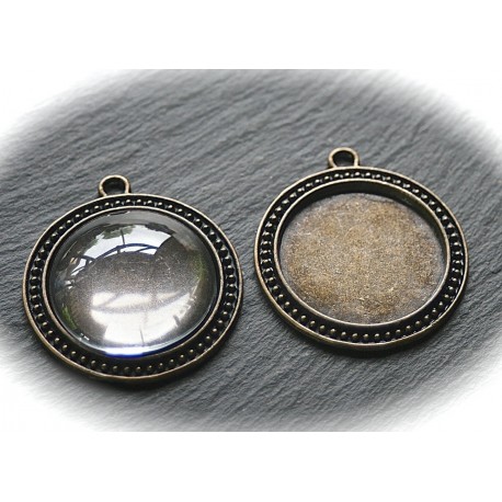 2 supports cabochons bronze 30mm