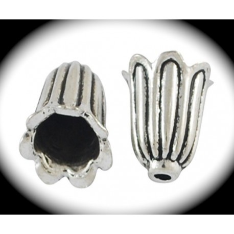 10 calottes coupelles tulipe métal argenté 10X10mm