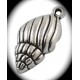 10 breloques coquillages trompette métal argenté strié effet 3D 24x12 mm