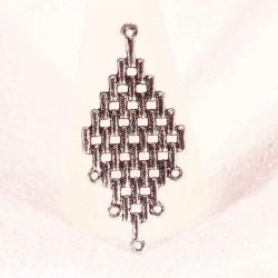 6 connecteurs losange art nouveau métal argenté 47x22mm