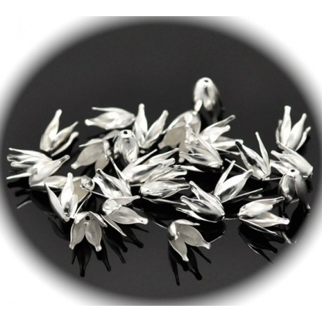 x20 calottes coupelles tulipe métal couleur argenté silver 13x8mm
