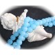 10 perles pierre jade bleu myosotis rondes 8mm