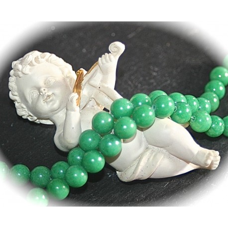 10 perles pierre jade vert forêt rondes 8mm
